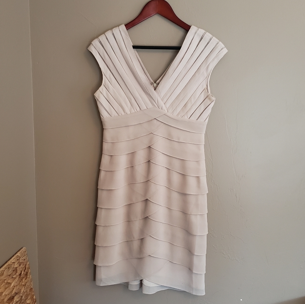 Scarlet Night Beige Dress, knee length, size 6